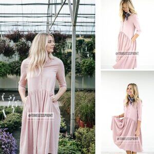 Roolee Pink/White Striped Tunic Dress